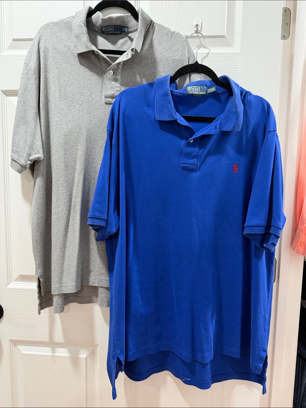Two short sleeve Polo Shirts one Royal blue one Gray